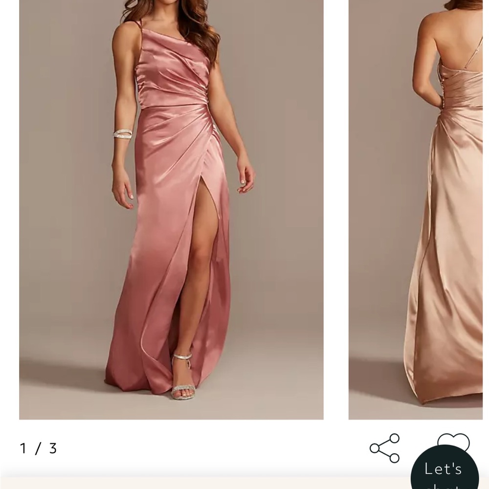 Galina Signature charmeuse draped one-shoulder dress, desert coral, 8